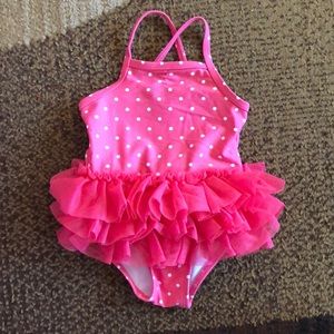 Circo Pink Polka Dot Ruffle Bathing Suit